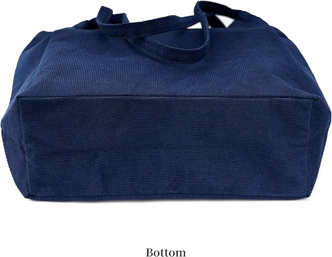 Corduroy Tote Bag Cute Tote Bags for Women Shoulder Bag with Inner Pocket for Work Beach Travel and Shopping Grocery