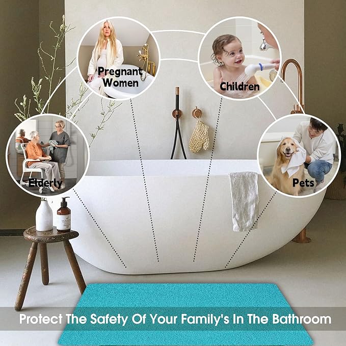 Non Slip Shower Mat, Comfortable Bath mat for Textured Surface,Quick Drying Easy Cleaning Shower Floor Mat for Wet Area,Without Suction Cups Blue 23 x 23