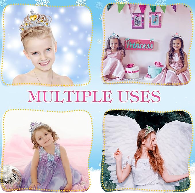 Zhanmai 24 Pcs Tiara Crown Set Princess Crown for Girls Plastic Tiaras Dress up Costume Party Favor Accessories Kid Birthday (Blue, Purple, Pink, Rose Red, Yellow, Green)