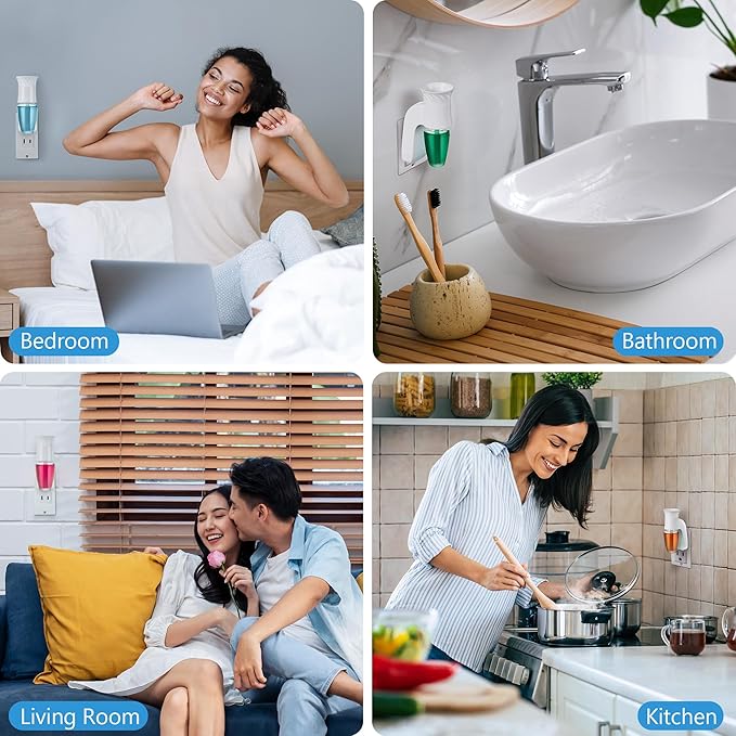 4 Pack Wall Fragrance Plug in Compatible with Bath and Body Works WallFlower Fragrances, ETL Certified, Rotatable, Precise Scent Control Fragrance Diffuser Plug for Home, Office (White)