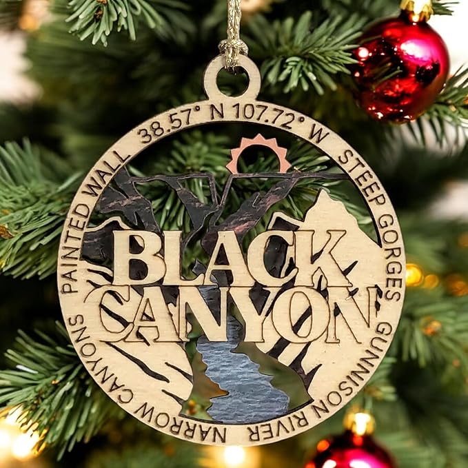 Black Canyon National Park 3" Wood Ornament - Handcrafted 2-Layer Christmas Decoration, Gunnison River Scene