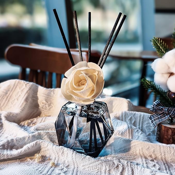 Brakula Reed Diffuser Set, 6.09 fl oz (180 ml)-Lavender Vanilla with 8 Reed Sticks, Home Fragrance Reed Diffuser for Bathroom Shelf Decor