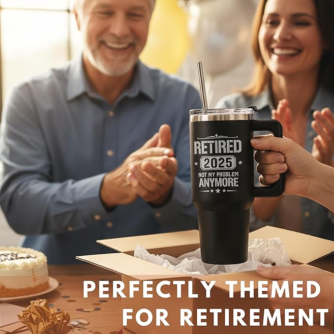 Retired 2025 Not My Problem Anymore Tumbler 40Oz, Retirement Gifts for Men 2025, Retirement Weekly Schedule Cup, Funny Retired Gifts for Men, Retiring Coffee Mug Ideas for Coworkers, Colleague, Boss