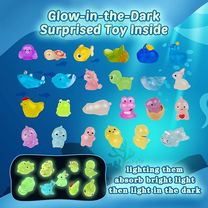 Bath Bombs for Kids, 24pcs Bath Bombs with Glow in The Dark Surprise Inside, Natural and Organic Colorful Bubble Bath Fizz for Kids, Perfect Birthday, Halloween, Or Christmas Gift for Boys and Girls!