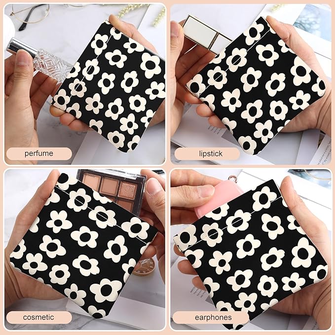 2Pcs PU Leather Small Squeeze Coin Purse Pouch Mini coin Bag Unique And Cute Wallet Cosmetic Bags Change Bag For Women Girls Men Black And Beige daisy