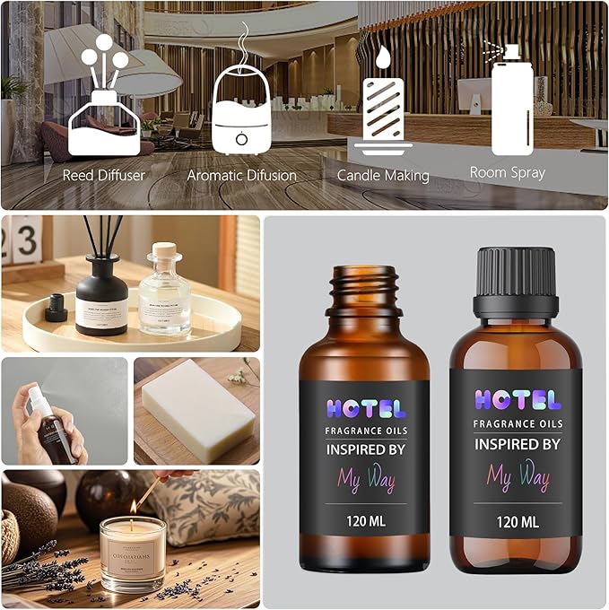Hotel Scent Essential Oil Waterless Diffuser Oil My Way Diffuser Oil for Ultrasonic and Waterless Diffusers and Crafting, Hotel Fragrance Oil 4 fl oz