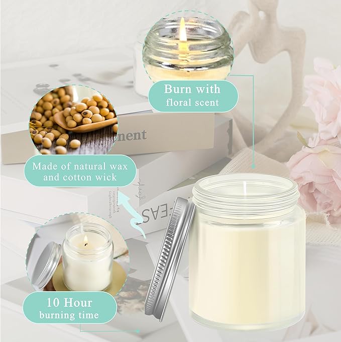 ACITHGL 24 Pcs 4oz Mini Mason Jar Candles Small Lavender Scented Candles Bulk Aromatherapy Ideal Souvenir Favors for Wedding Birthday Party (Silver, 24)