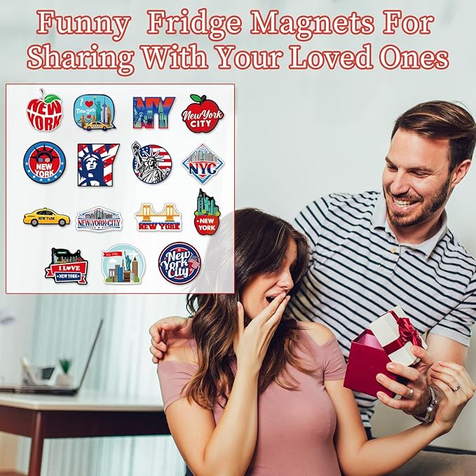 New York Refrigerator Magnet - 16Pcs New York Souvenirs Gift NYC Fridge Magnets City Travel USA Flag Fridge Magnetic Stickers for Home Office Kitchen Locker Car Traveler Tourist Gifts