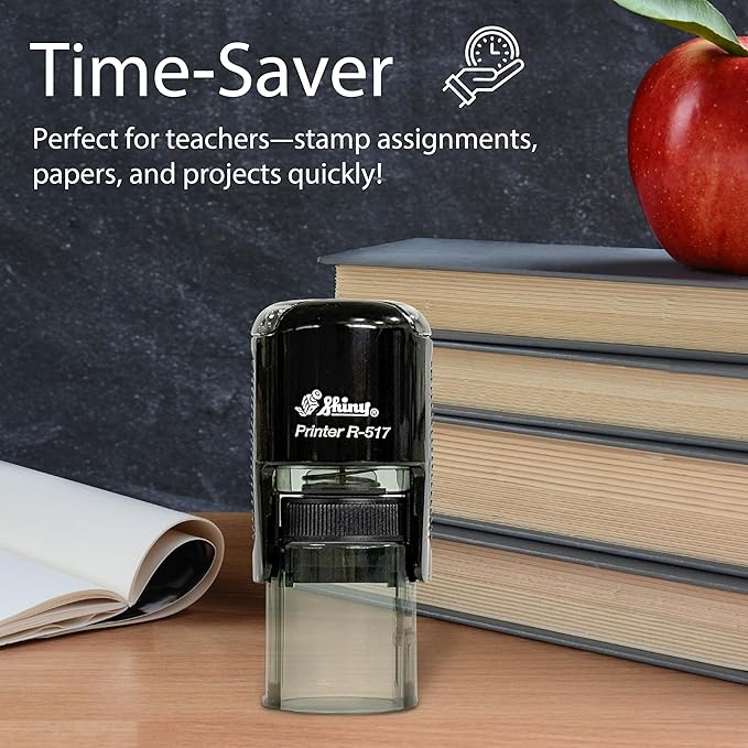 Shiny Job Well Done Teacher Stamp, Round Self Inking Stamp for Classroom, Green Ink