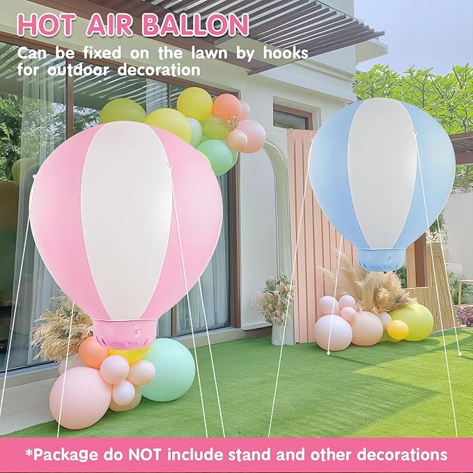 3FT Pink Hot Air Balloon, Inflatable Baby Shower Decoration, Hanging Hot Air Balloon for Girls Baby Birthday Party Wedding Exhibitions, Air Pump Included