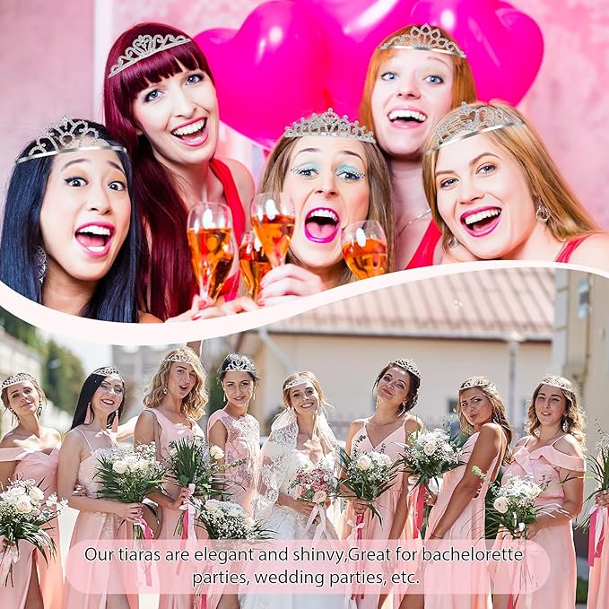Lyrow 30 Pcs Tiara Crowns for Women Bulk Elegant Princess Rhinestone Crown with Combs Crystal Queen Tiaras with Comb Headband Silver Princess Tiaras for Birthday Wedding (Delicate Style)