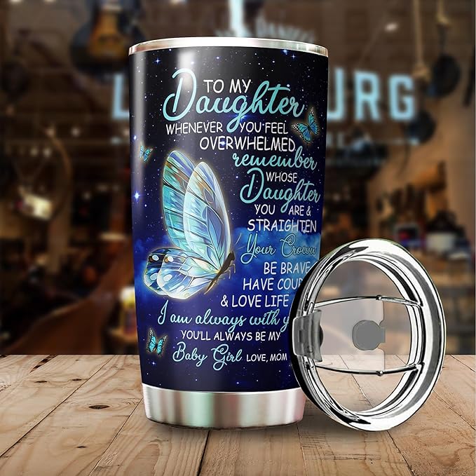 Daughter Butterfly Tumbler - Mom Daughter Gifts - Mothers Day & Christmas - 16oz