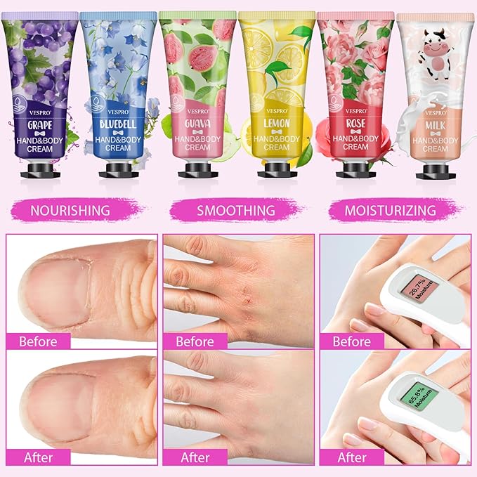 VESPRO 70 Pack Hand Cream Set, Valentines Day Gifts, Mothers Day Gifts, Bulk Hand Lotion Travel Size for Dry Cracked Hands, Mini Hand Lotion for Bridal Shower Gifts and Teacher Nurse Gifts