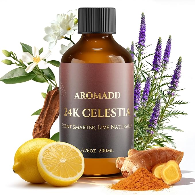 24K Celestia Diffuser Oil Inspired by Luxury Hotel Scent 6.76 Fl Oz (200ml), Aroma Diffuser & Hotel Fragrance Diffuser Oil, Essential Oil Diffuser for Aromatherapy, Long-Lasting