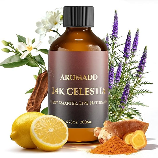 24K Celestia Diffuser Oil Inspired by Luxury Hotel Scent 6.76 Fl Oz (200ml), Aroma Diffuser & Hotel Fragrance Diffuser Oil, Essential Oil Diffuser for Aromatherapy, Long-Lasting