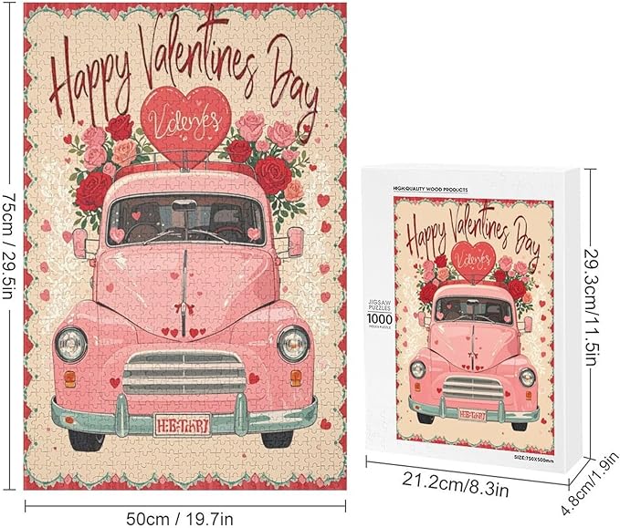 Jigsaw Puzzles for Adults 1000 Piece - Happy Valentine's Day Wooden Puzzle，Funny Puzzle，Unique Gifts for Wall Art ，Family Puzzles，Educational Games，Challenge Puzzles