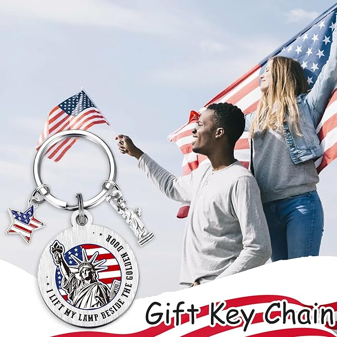 Patriots Gifts American Flag Keychain - America United States Map Keychains, Inspirational USA Souvenir Keyring for Men Women