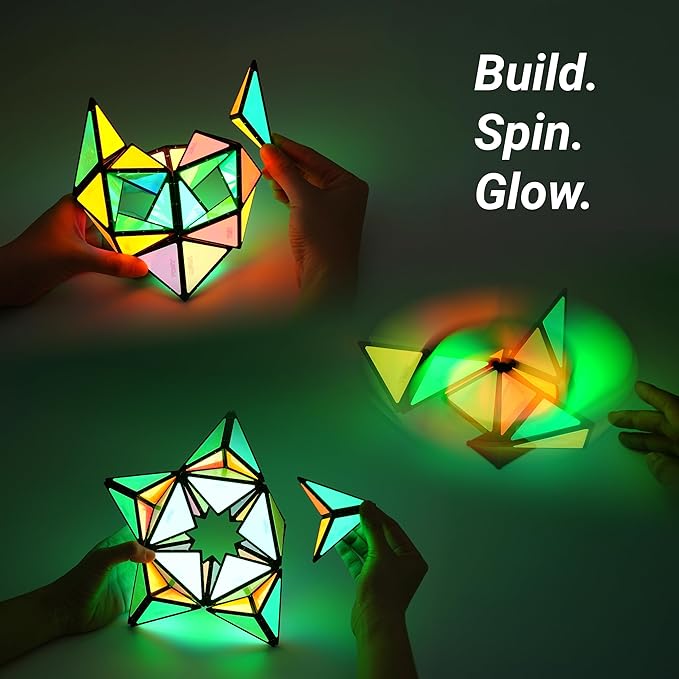 TOSY Magnet Pyramid - 1 Cube Transforms into 1 Billion Shapes, 12 Pieces, 243 Rare Earth Magnets, Glowing, Christmas Stocking Stuffers Gift for Kids, Creative Puzzle STEM Toy, Mixed Set