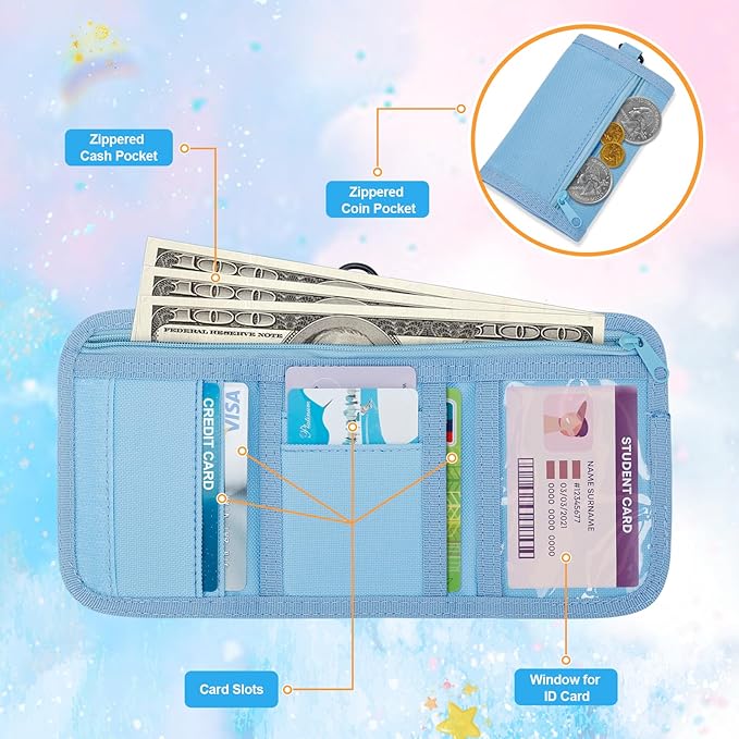 Gifts for Girls 3 4 5 6 7 8 9 10 11 12 Years Old Kids Wallet Cute Initial Coin Purse Toddler Wallet with Magic Sticker (Blue, J)