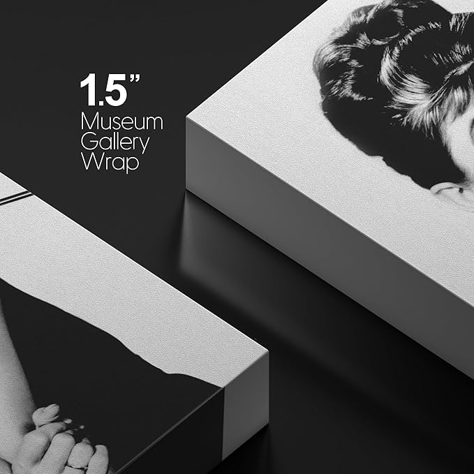 wall26 Canvas Print Wall Art Audrey Hepburn Black & White Classic Portrait Celebrities Pop Culture Photography Realism Vintage Retro Antique Decorative Duotone for Bedroom - 12"x18"
