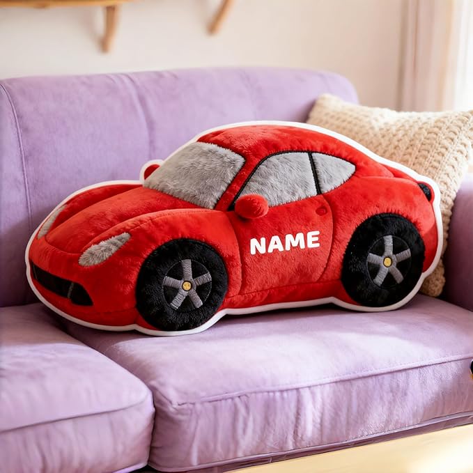 Personalized Car Shaped Pillow, Custom Name Plush Stuffed Pillows, Suitable for Beds, Sofas, Bedrooms, Living Rooms Custom Decorative Cushion Gifts for Birthday and Anniversary