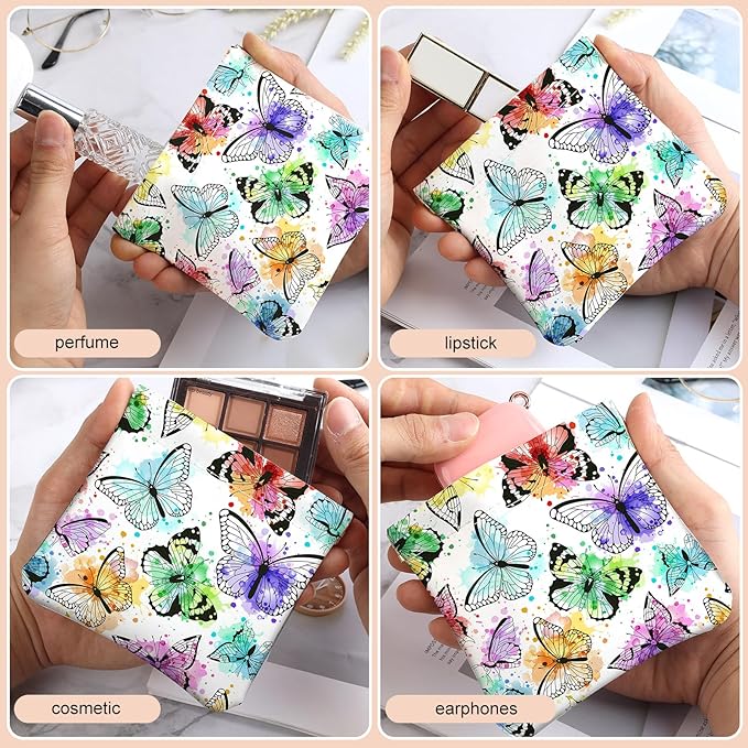 2Pcs PU Leather Small Squeeze Coin Purse Pouch Mini coin Bag Unique And Cute Wallet Cosmetic Bags Change Bag For Women Girls Men Colorful Butterflies