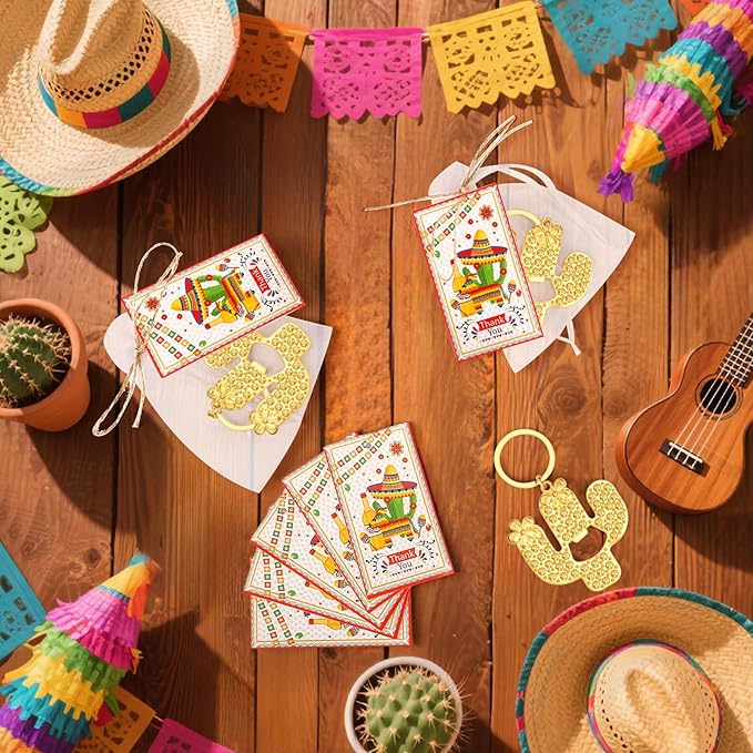 50pcs Gold Cactus Bottle Opener, Cactus Keychain Favors for Mexican Theme Party Decorations, Cactus Keychain Return Gift for Bridal Birthday Baby Shower Hawaii Holiday Grand Canyon Themed Wedding