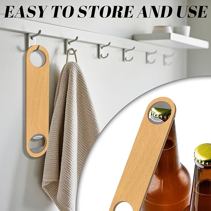 10-100 Custom Wooden Handle Bottle Openers – Laser Engraved Logo/Text – Personalized Beer Openers for Bars, Breweries, Restaurants, Events, Corporate Gifts