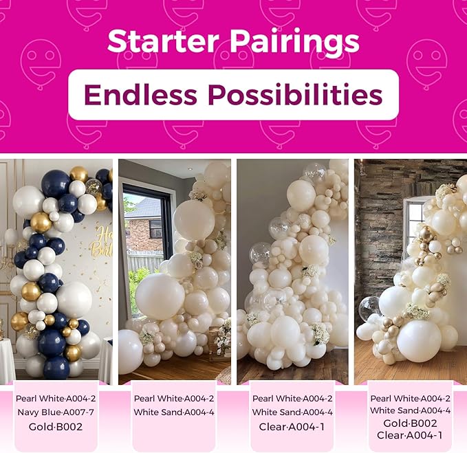 Bezente Pearl White Balloons 18 Inch - 30 Pack Large Thick Ivory Balloons Big Round Pearlescent White Latex Balloons for Christmas Anniversary Wedding Baby Shower Birthday Party Decorations