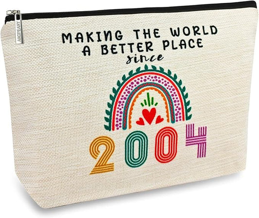 Happy 21st Birthday Gifts Ideas for Her Makeup Bags, Women, Teenage Girls Trendy Stuff, Girls, Friends, Daughter, Christmas, 2004 Funny Cosmetic Travel Pouch 21 Year Old Birthday Decorations from Mom