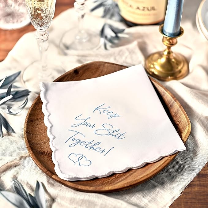 W&F GIFT Handkerchief - 12" x 12" - Something Blue for Bride on Wedding Day - Fun Gift