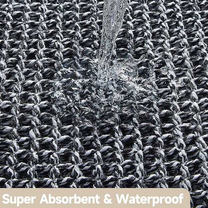 Black and White Bathroom Rugs, Waffle Bath Mat Non Slip Washable Super Absorbent Quick Dry Boho Farmhouse Bathroom Decor, 24"x16" Black and White