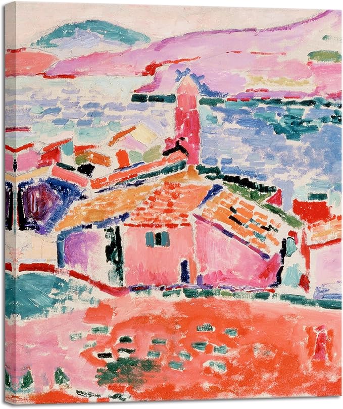Wieco Art Canvas Print Wall Art View of Collioure 1905 by Henri Mattise Abstract Colorful Art Matisse Posters Canvas Prints for Wall and Home Office Decorations
