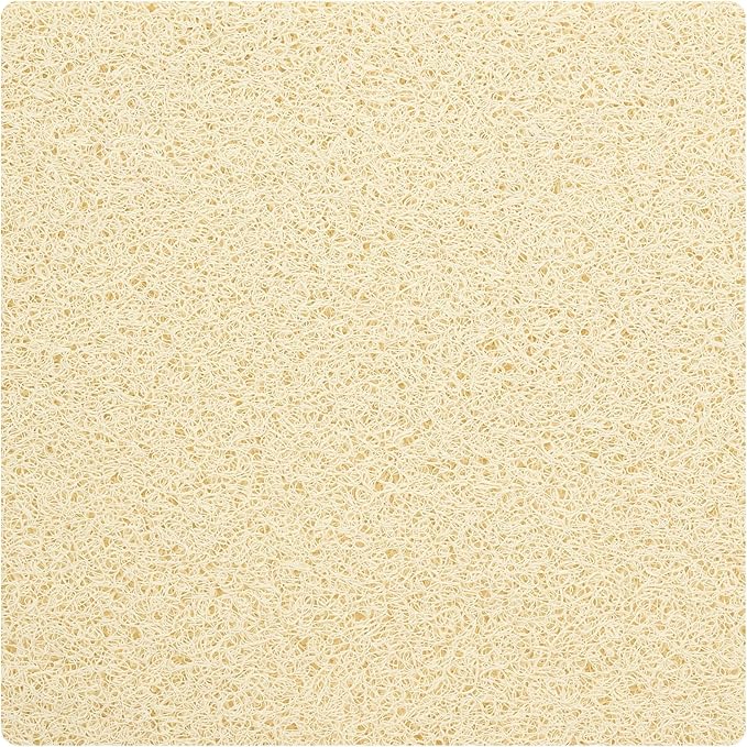 Enkosi Loofah Shower Mat Non Slip – Square Anti Slip Bath Mat for Inside Showers, Bathtub, Tub, Bathroom - Cushioned, Quick Dry PVC with Drain Holes - Secure Grip Safety Pad (Light Beige 24x24)