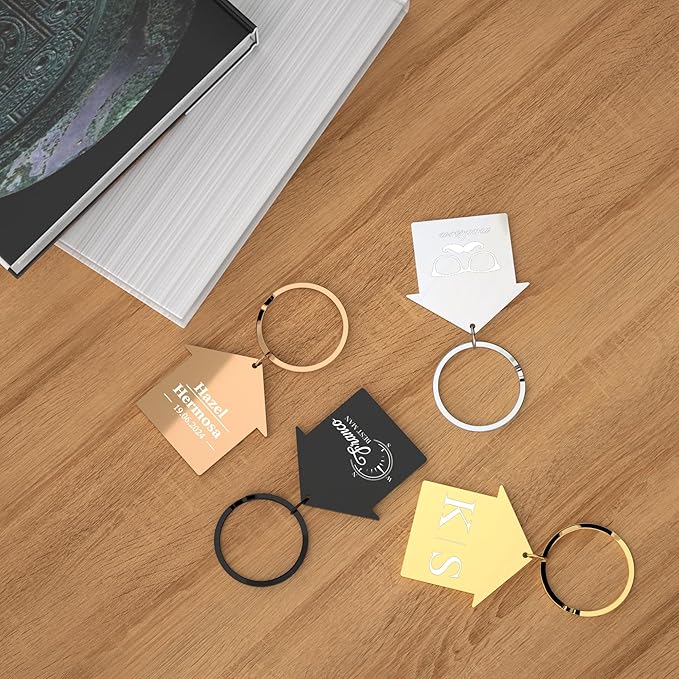 Custom Home Keychains, Pack 5-100 House Shaped Personalized Metal Keychains with Your Logo/Text