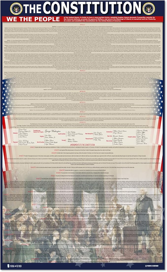 American Founding documents XXL Laminated 3 pack: US Constitution, Declaration of Independence and Bill of Rights Includes the whole constitution and all amendments (36x54) Young N Refined