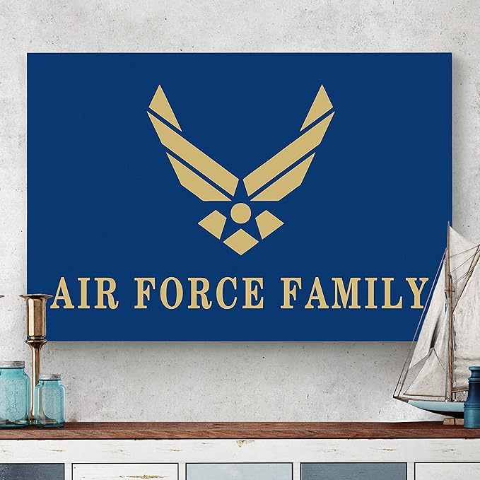 Renditions Gallery Nature Military Wall Art Home Paintings & Prints Golden Airforce Emblem Modern Patriotic American Nationalist Decorations for Bedroom Office Kitchen - 36"x48" LT25