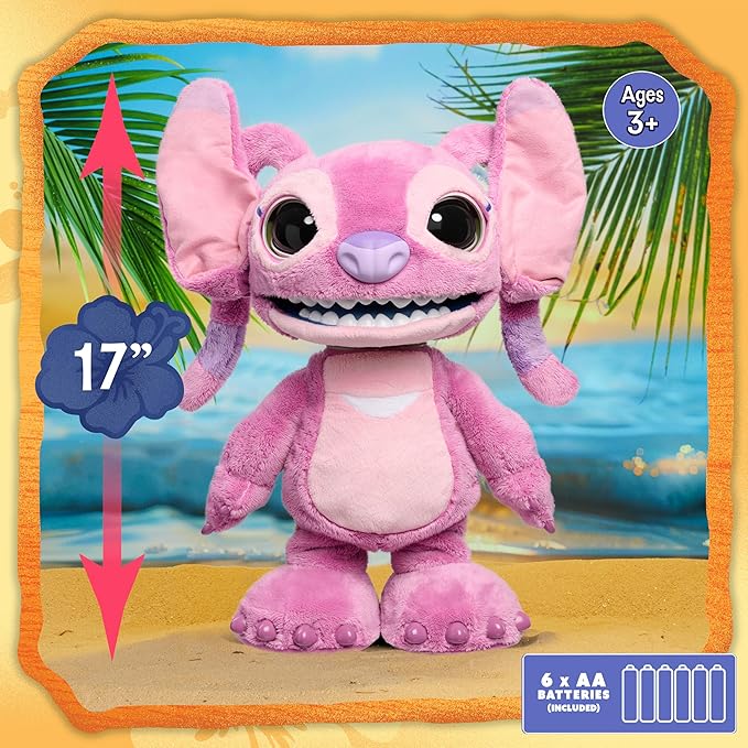 Disney Stitch Ultimate Angel Interactive 17" Plush Toy, 100+ Sounds & Reactions, Moves Like a Real-Life Angel, Amazon Exclusive, Toy for Fans, Girls, Boys, Kids 3 and Up by Just Play