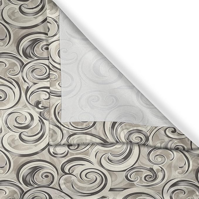Ambesonne Abstract Long Kitchen Curtains, Contemporary Monochrome Swirly Waves Paint Print Autumn Mysteries, 2 Panel Set Drapes with Rod Pocket Room Decor, 55" x 45", Dusk Dark Taupe Off White