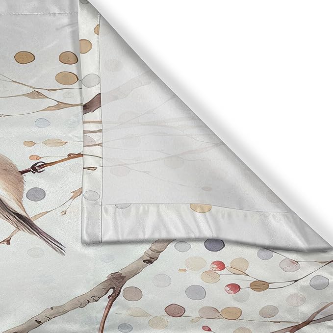 Ambesonne Birds Kitchen Curtains, Aquarelle Look Autumnal Scenario with Wingy Animals and Polka Dots Art, Window Drapes 2 Panel Set for Kitchen Cafe Decor, 55" x 24", Pastel Brown Purpleblue