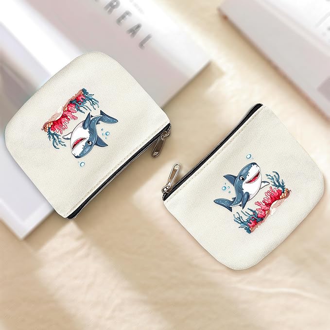 Shark Coin Purse Pouch Bag Holder for Teens Girls Women Kids, Animal Lovers Gifts Stuff Decor, Small Mini Purse Coin Card Key Headset Lipstick!