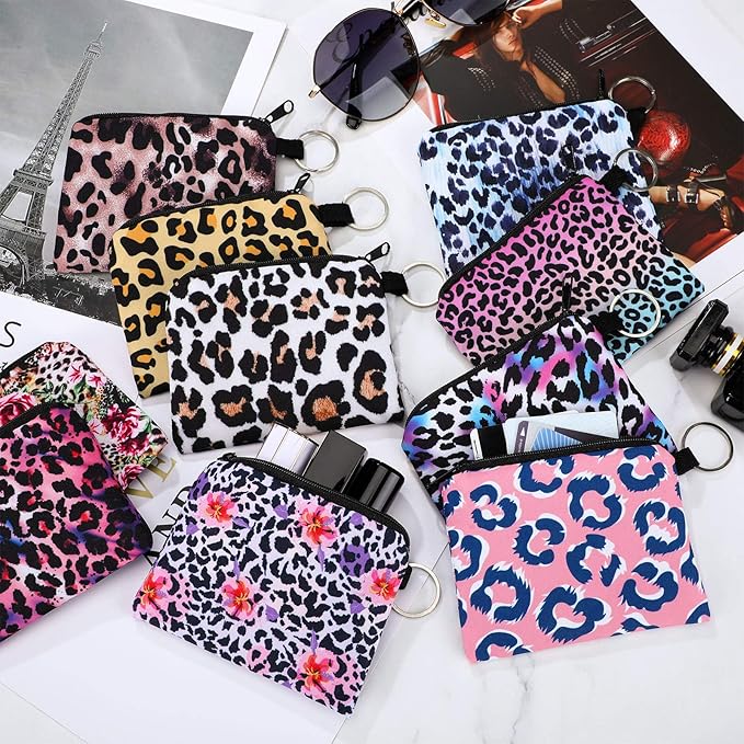 10 Pieces Small Coin Purse Boho Change Purse Pouch Mini Wallet Coin Bag with Zipper Exquisite Present for Women Girls on Valentine's Day