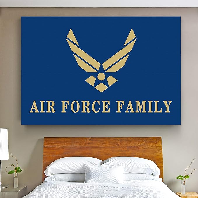 Renditions Gallery Nature Military Wall Art Home Paintings & Prints Golden Airforce Emblem Modern Patriotic American Nationalist Decorations for Bedroom Office Kitchen - 30"x40" LT25