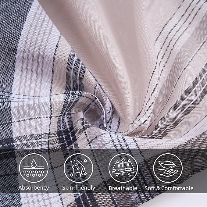 16 Pcs Mens Handkerchiefs, Neat Stitching Cotton Handkerchiefs for Men with Picked Color & Pattern, Absorbent & Breathable, 16 Inch