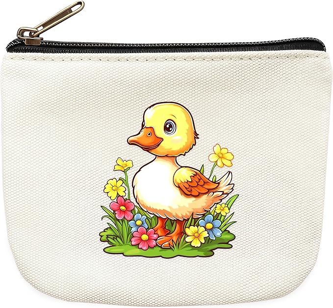 Duck Coin Purse Pouch Bag Holder for Teens Girls Women Kids, Duck Lovers Gifts Stuff Decor, Small Mini Purse Coin Card Key Headset Lipstick!