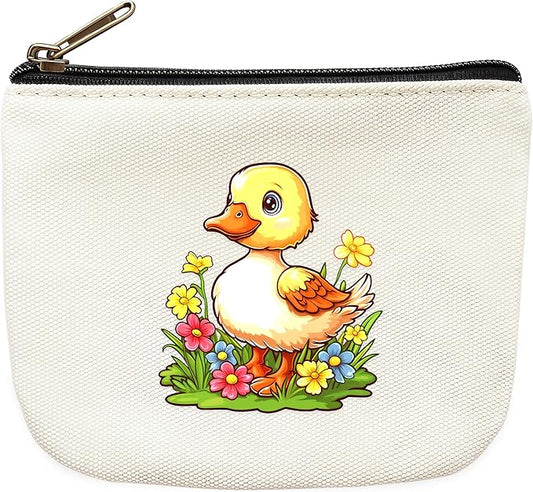 Duck Coin Purse Pouch Bag Holder for Teens Girls Women Kids, Duck Lovers Gifts Stuff Decor, Small Mini Purse Coin Card Key Headset Lipstick!