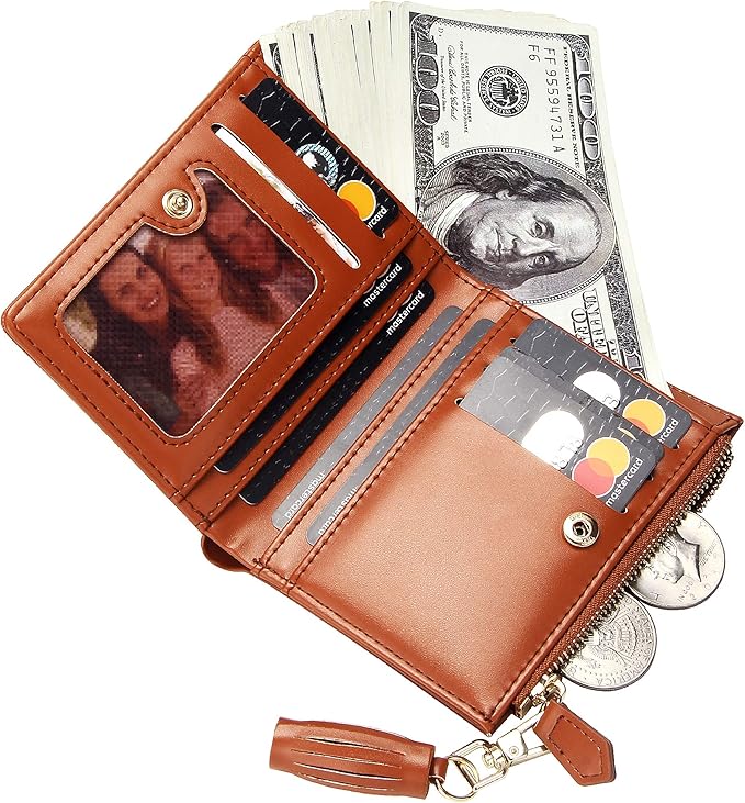GEEAD Small Wallets for Women Bifold Slim Coin Purse Zipper ID Card Holder