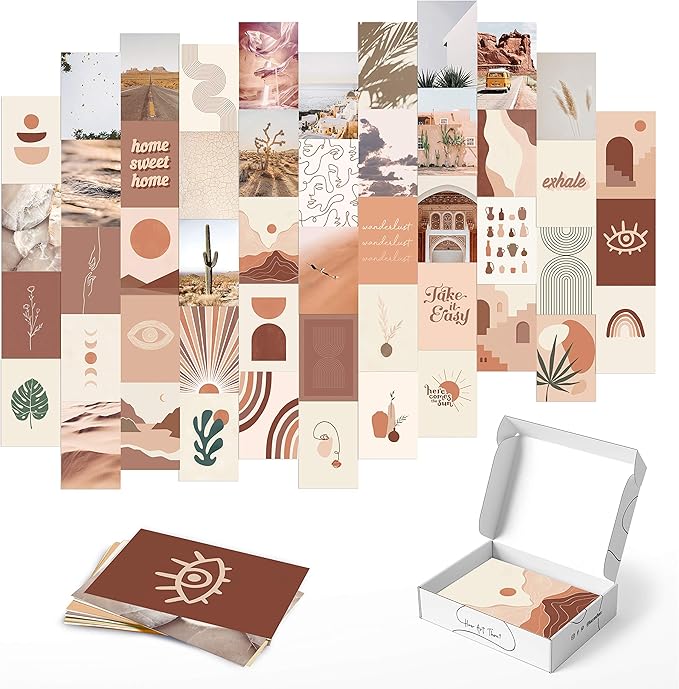 HAUS AND HUES Boho - Teenage Girls Aesthetic Photo Collage Kit City, Aesthetic Pictures for Wall Collage, Wall Picture Collage 4"x6" (Set of 50)
