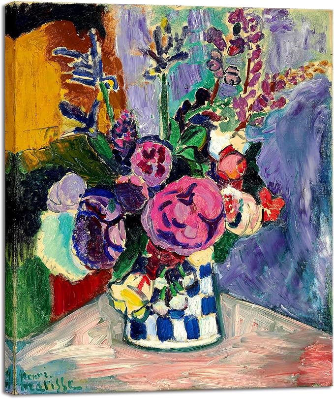 Wieco Art Canvas Wall Art Still Life of Peonies in a Vase 1907 by Henri Matisse Abstract Canvas Prints Art Pictures for Wall Decor and Home Office Decorations