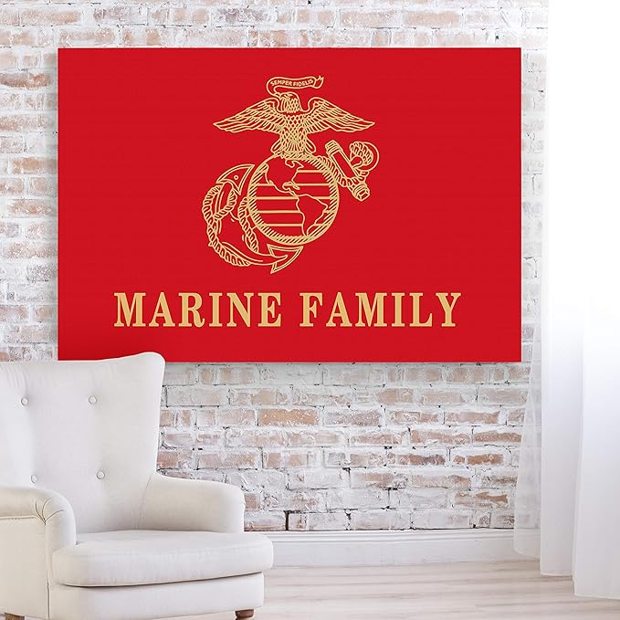 Renditions Gallery Nature Wall Art Home Paintings & Prints Artwork Golden American Marine Crest Modern Patriotic Military Modern Decorations for Bedroom Office Kitchen - 16"x20" LT25